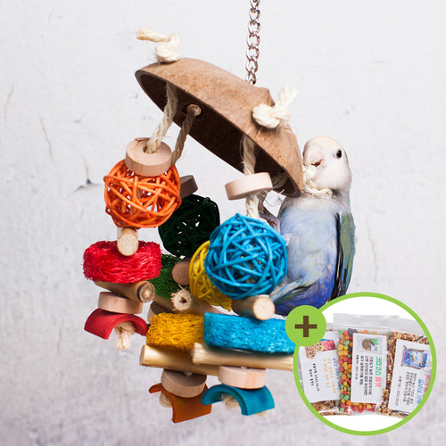 코코넛모빌 앵무새 장난감 등나무공 수세미 잉꼬 왕관