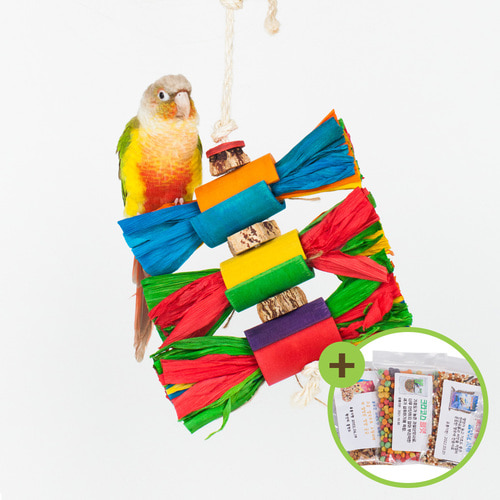 천연 마호가니 칼라 옥수수잎롤 앵무새 장난감 놀이터