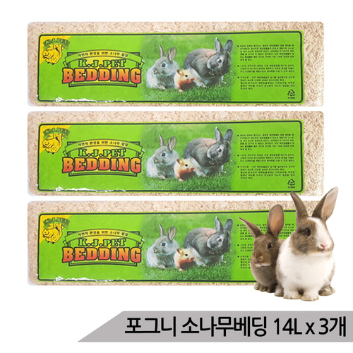 대용량 포그니 소나무 베딩 14Lx3 소동물 앵무새 톱밥